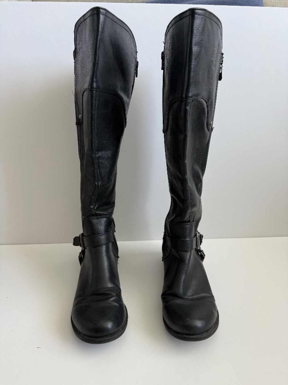 G by Guess Black Faux Leather Knee High Riding Boots